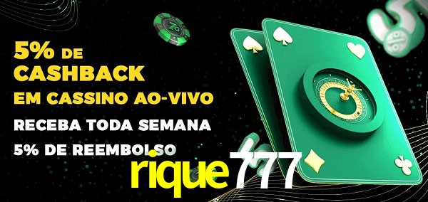 Promoções do cassino ao Vivo rique777